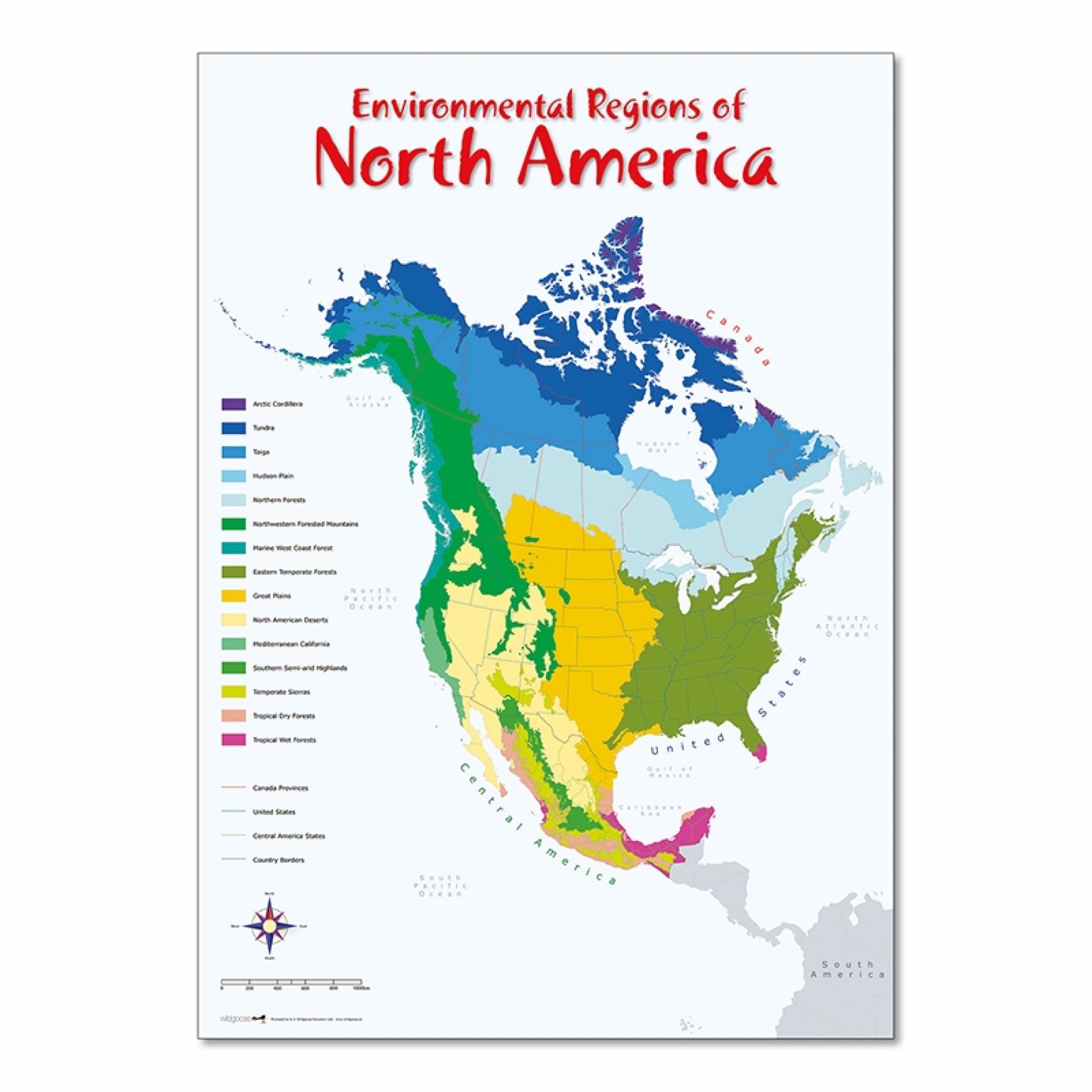 Regional america. North America poster. Environmental Regions.