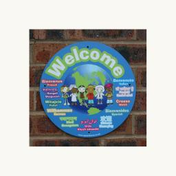 Multilingual Welcome Circle Outdoor Board