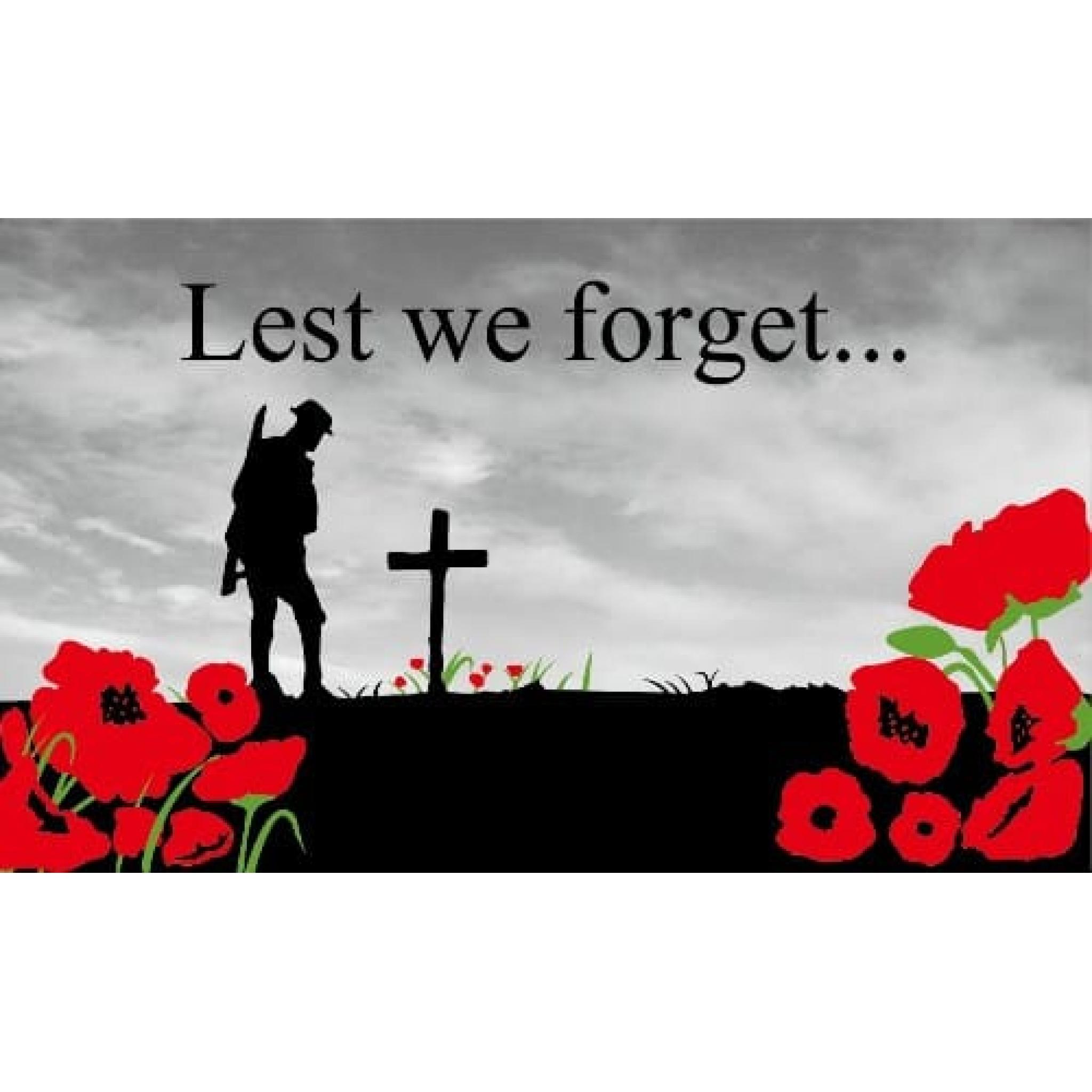 5ft x 3ft & 100% Polyester Giant Lest We Forget Poppy Remembrance Day Flag 