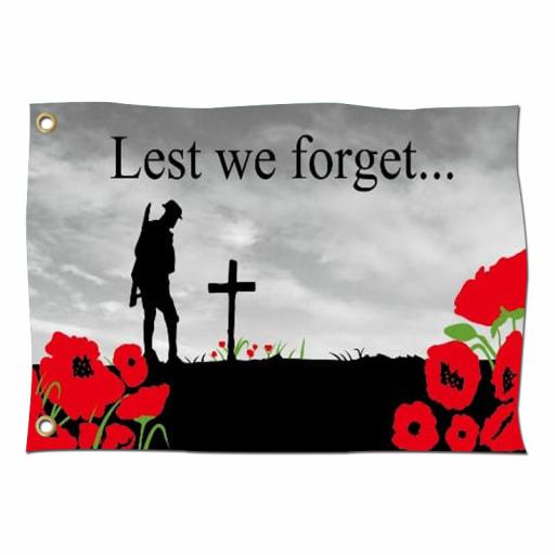 LEST WE FORGET FLAG LARGE 5 x 3 Foot New WW1 WW2 Poppy Remembrance VE Day Army 